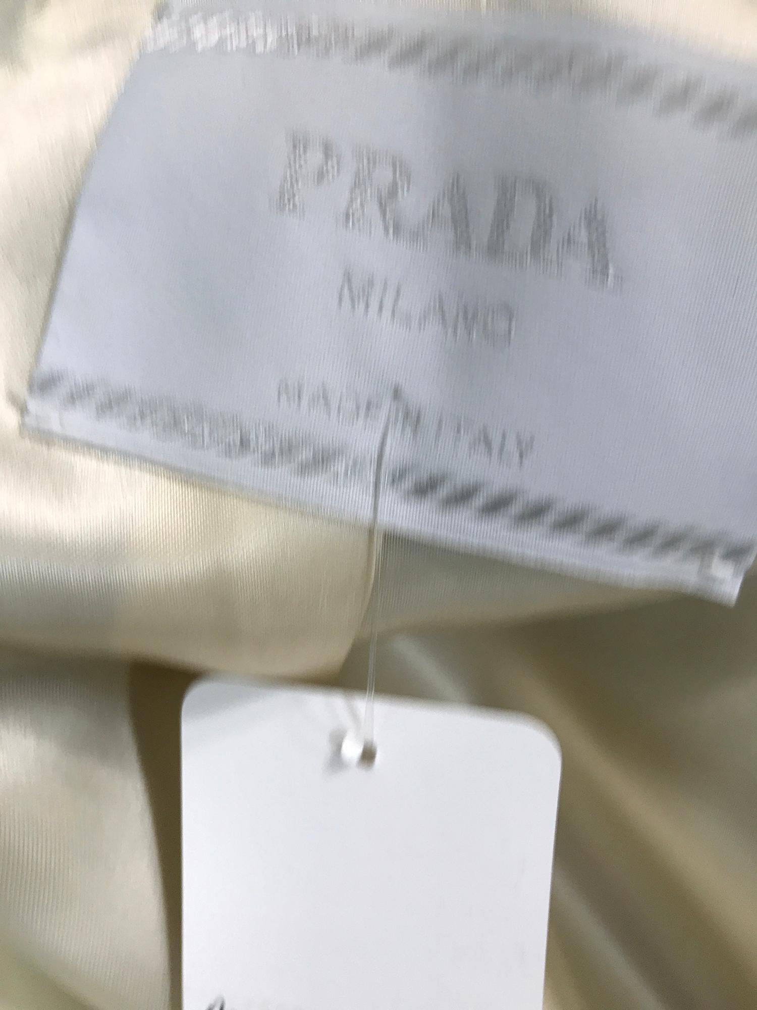 Prada Silver Cream Silk Twining Vine Brocade Coat 5
