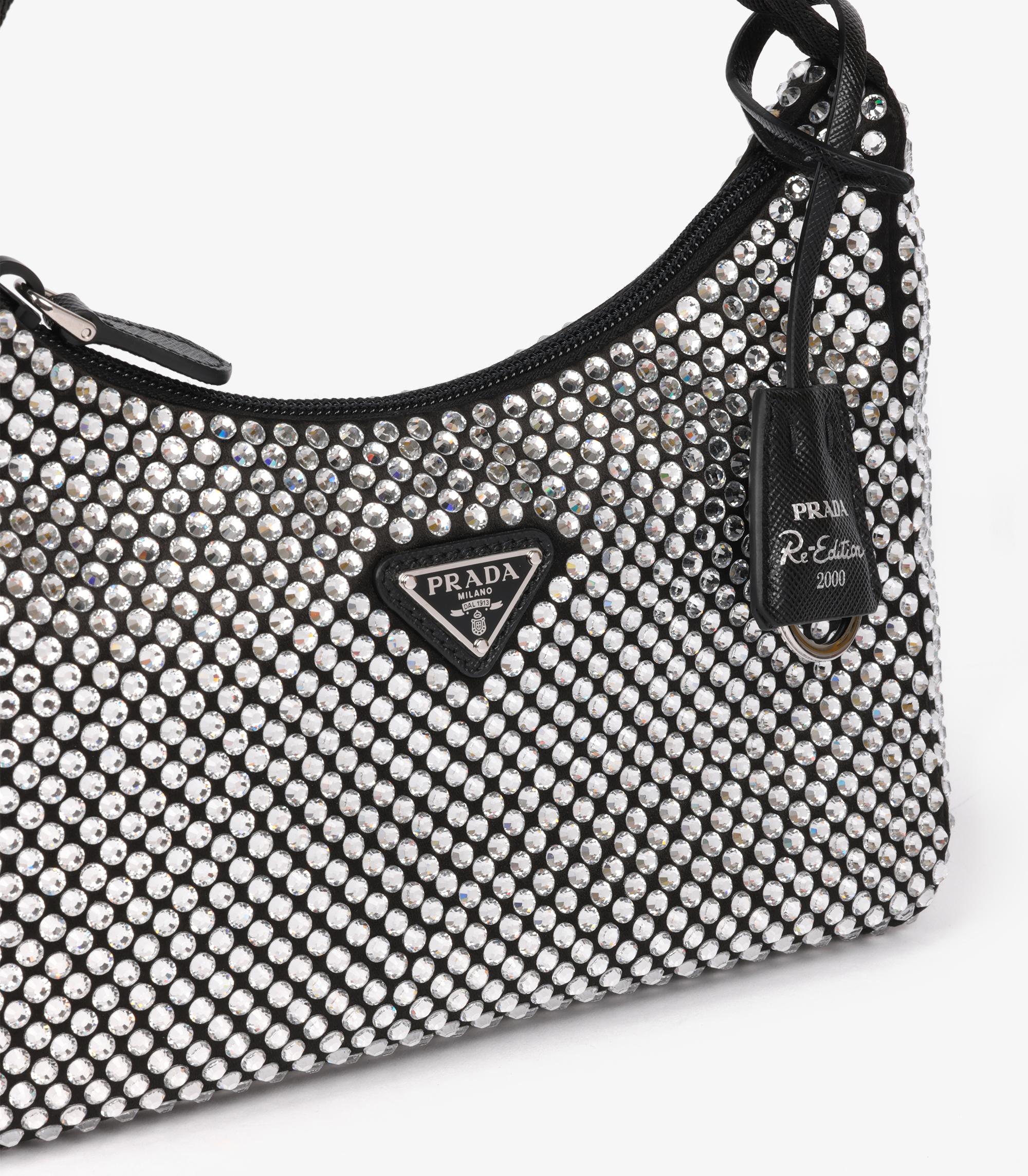 Women's Prada Silver Crystalised Satin Re-Edition 2000 Mini Bag