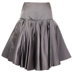 PRADA silver grey silk SATIN FLARED PLEATED Skirt 38 XS
