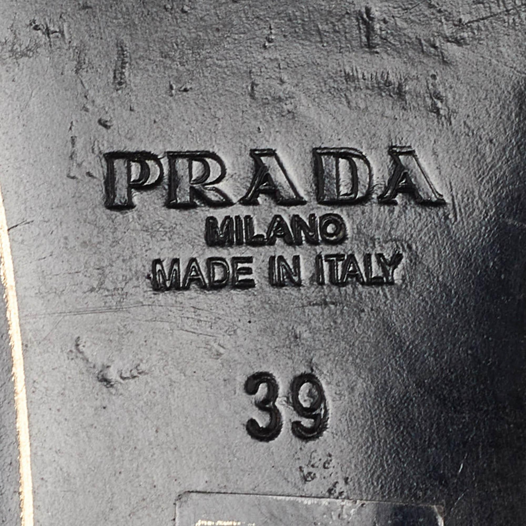 Prada Silver Leather Bow Flat Slides Size 39 4