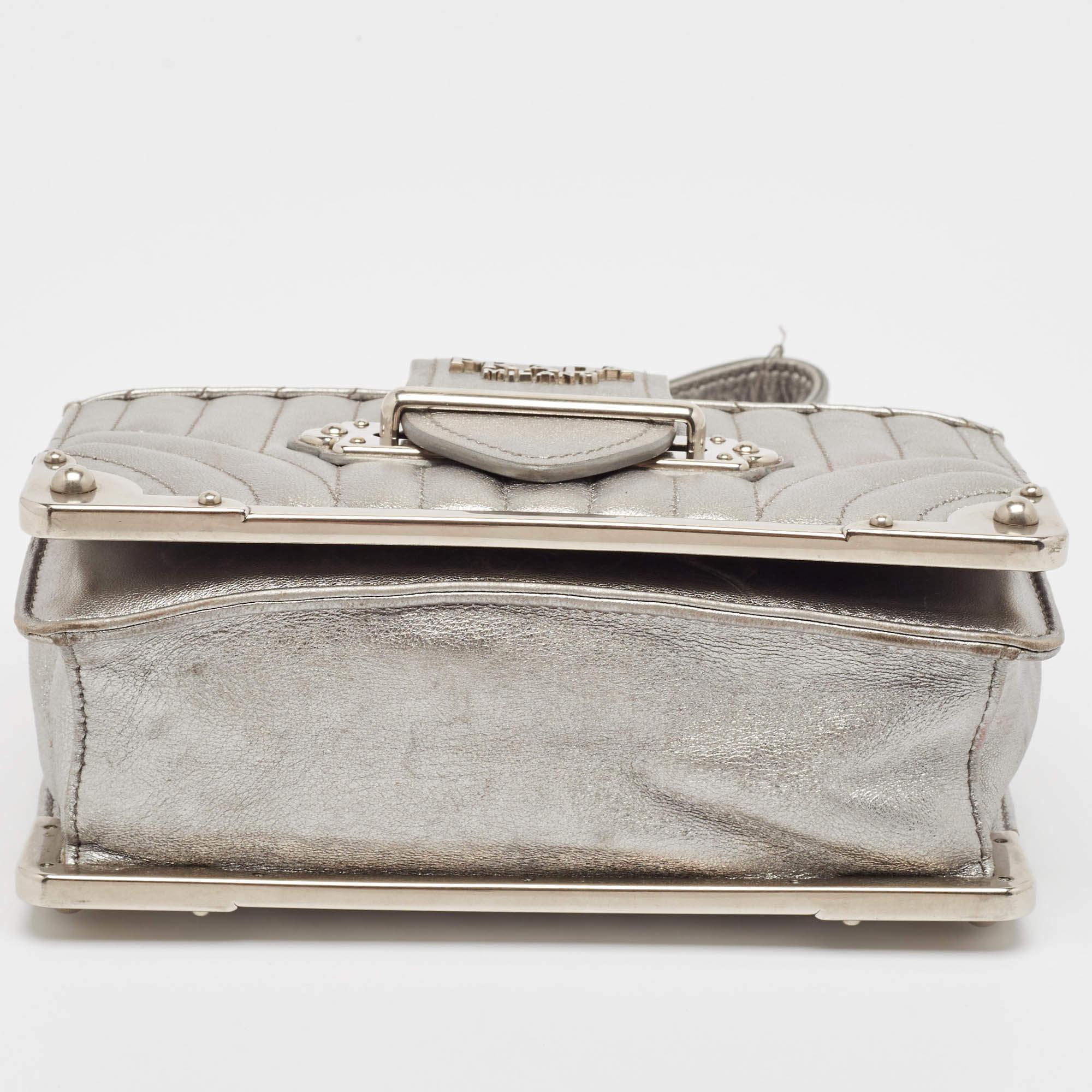 Prada Silver Leather Cahier Chain Bag 3