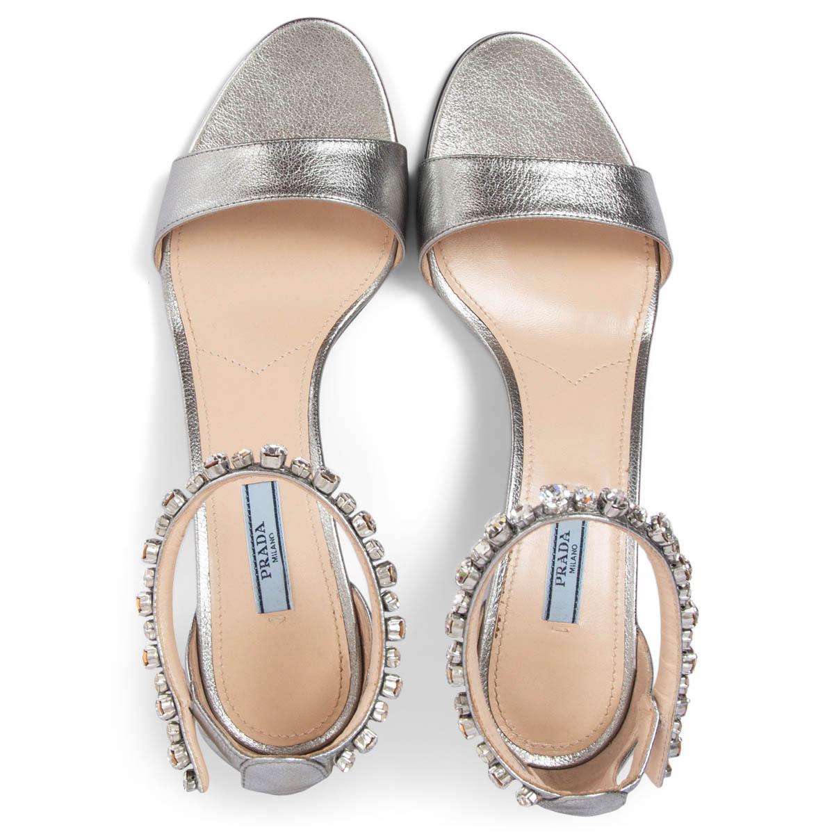 silver heels prada