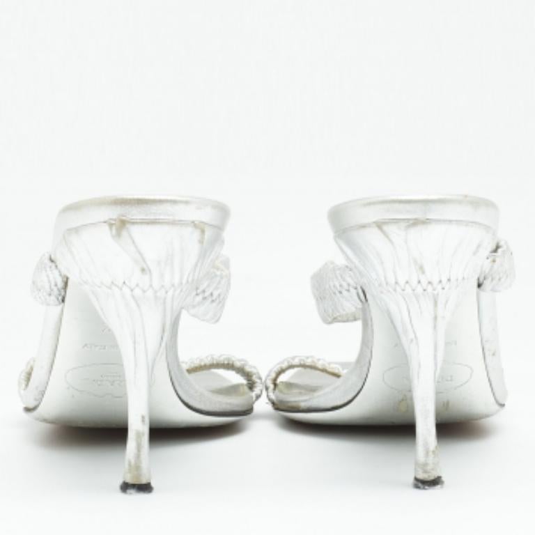 A. Silver - Sandali in pelle di Prada Taglia 37,5 in vendita 4