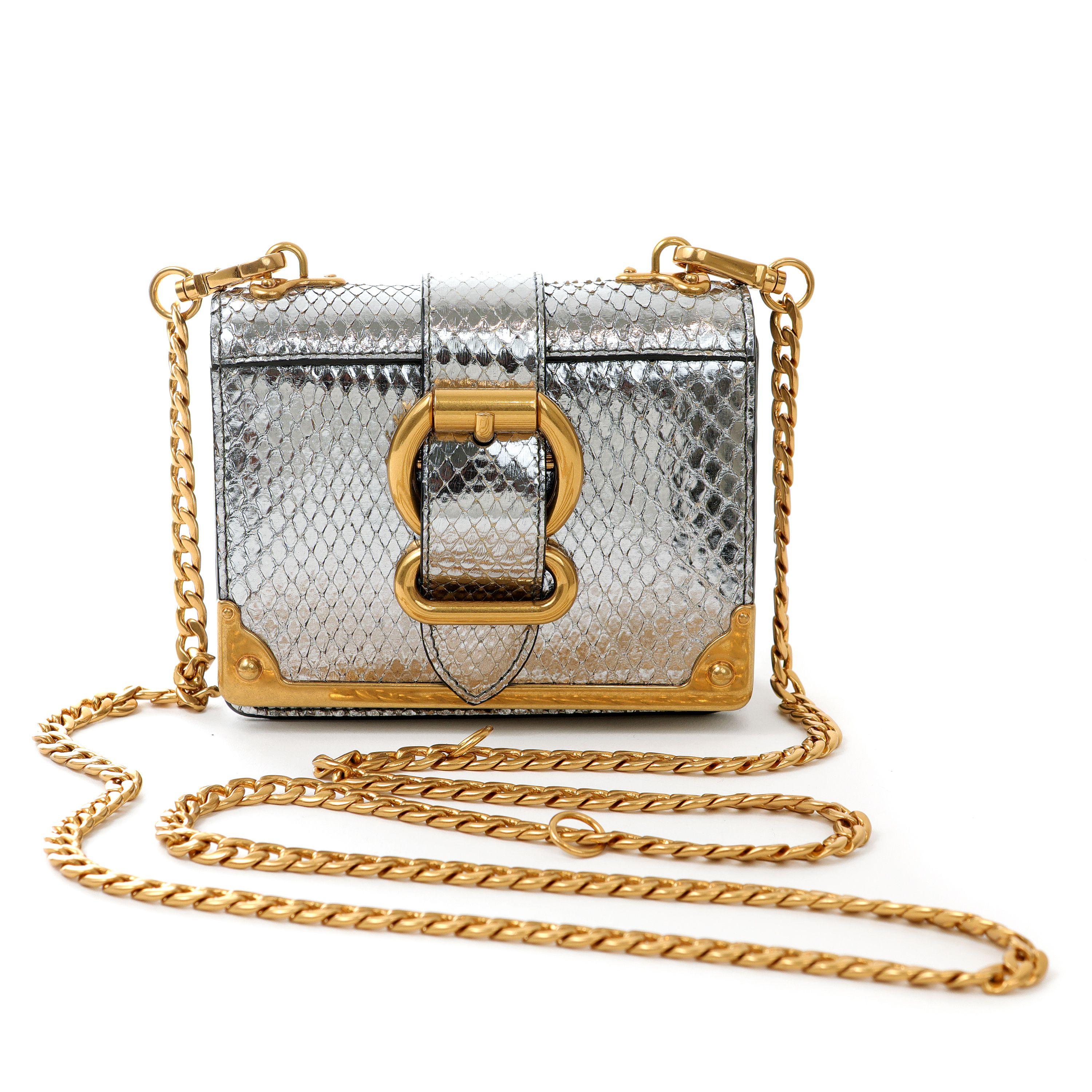 Prada Silver Lizard Micro Cahier Bag Bon état - En vente à Palm Beach, FL