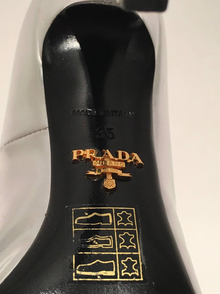 silver prada heels