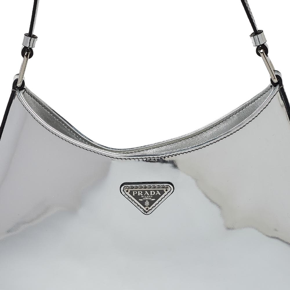 Prada Silver Mirror Leather Cleo Shoulder Bag 4