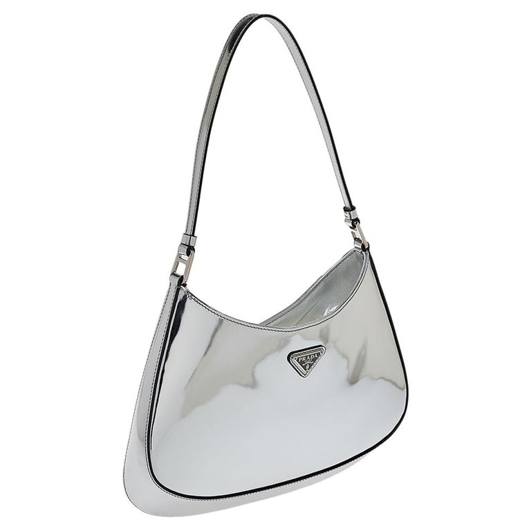 Prada Silver Mirror Leather Cleo Handbag at 1stDibs