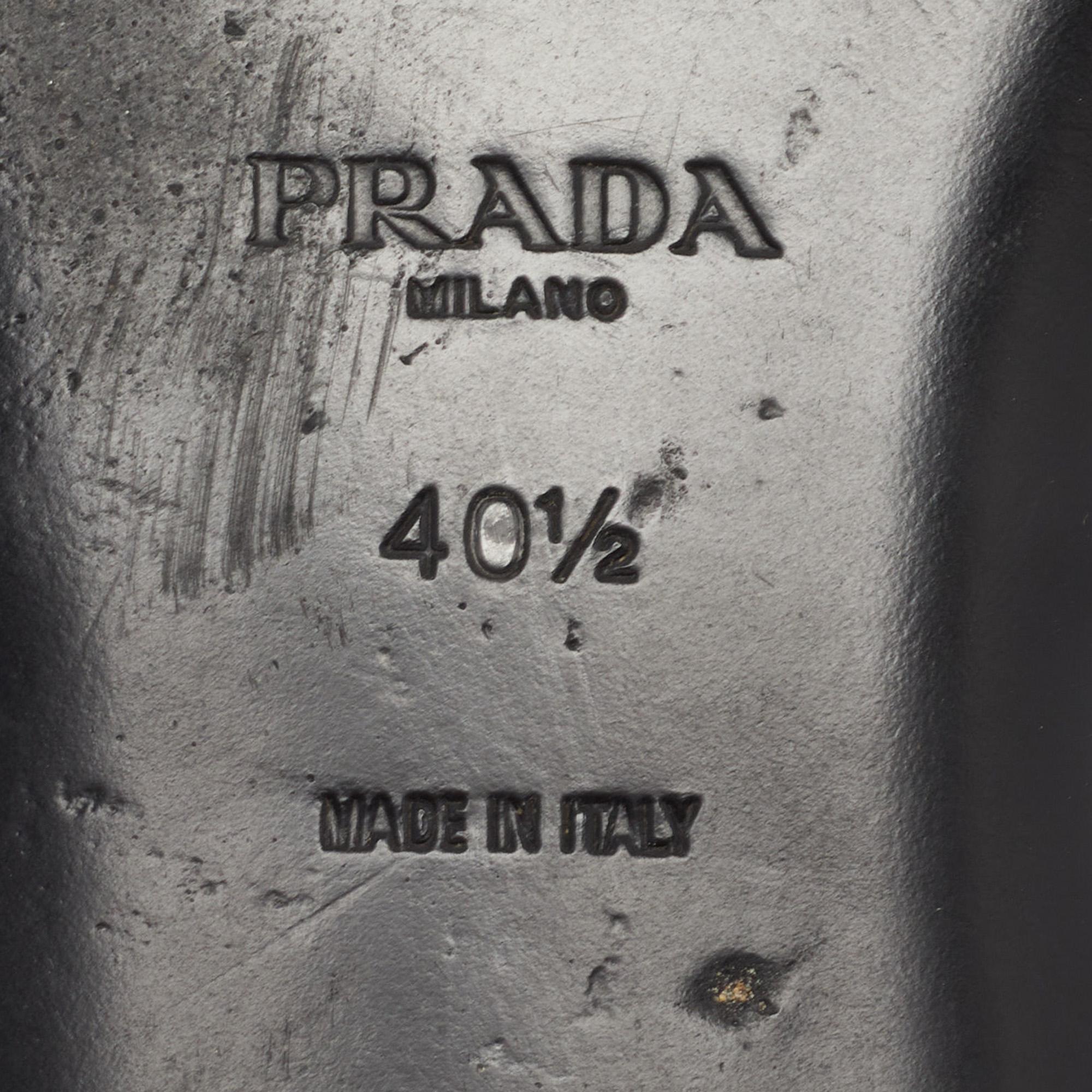 Prada Silver Patent Leather and PVC Logo Flat Mules Size 40.5 4