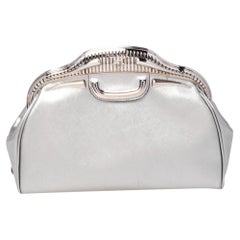 Prada Silver Saffiano Leather 50s Car Clutch