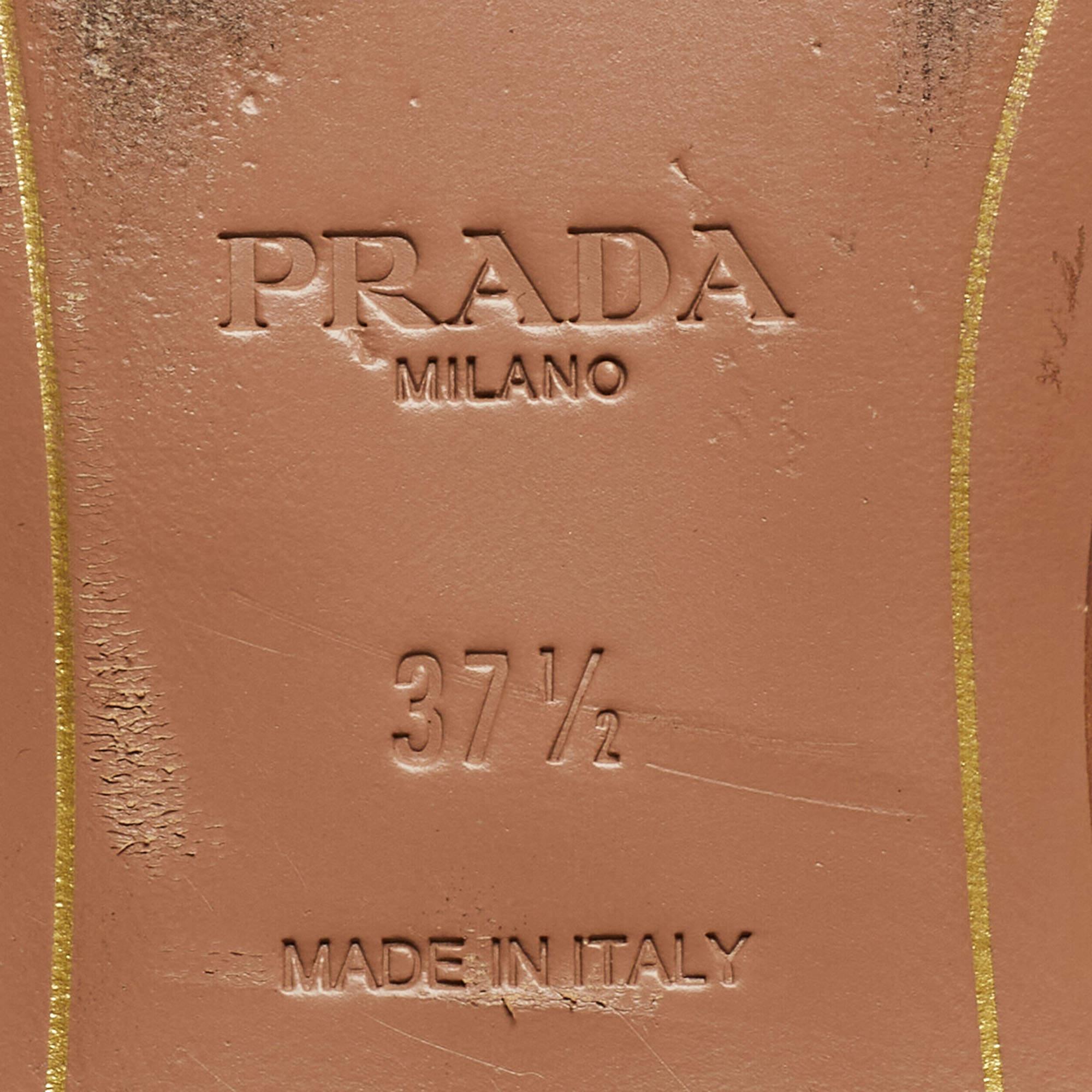 Prada Silver Saffiano Leather Flat Slides Size 37.5 2