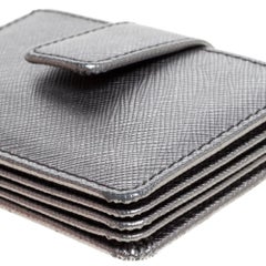 Prada Silberner Saffiano Lux-Leder-Kartenhalter
