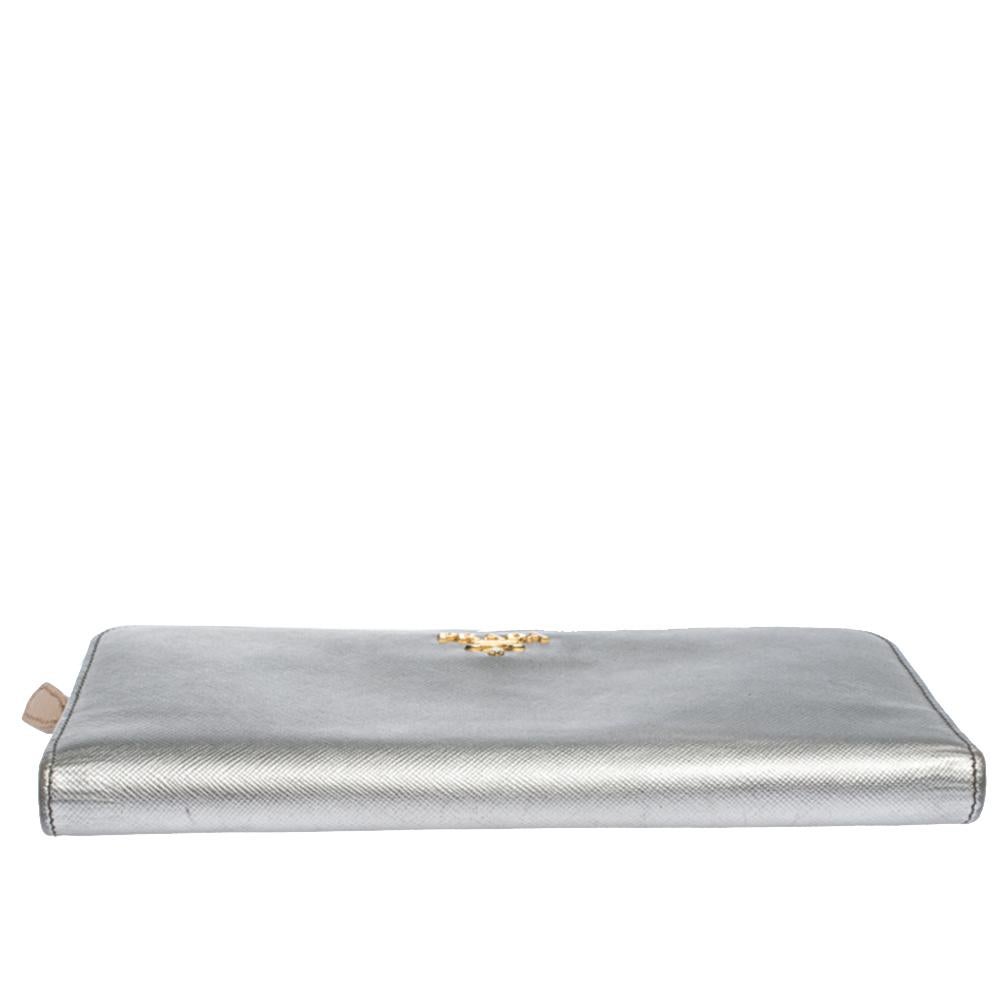 prada wallet silver