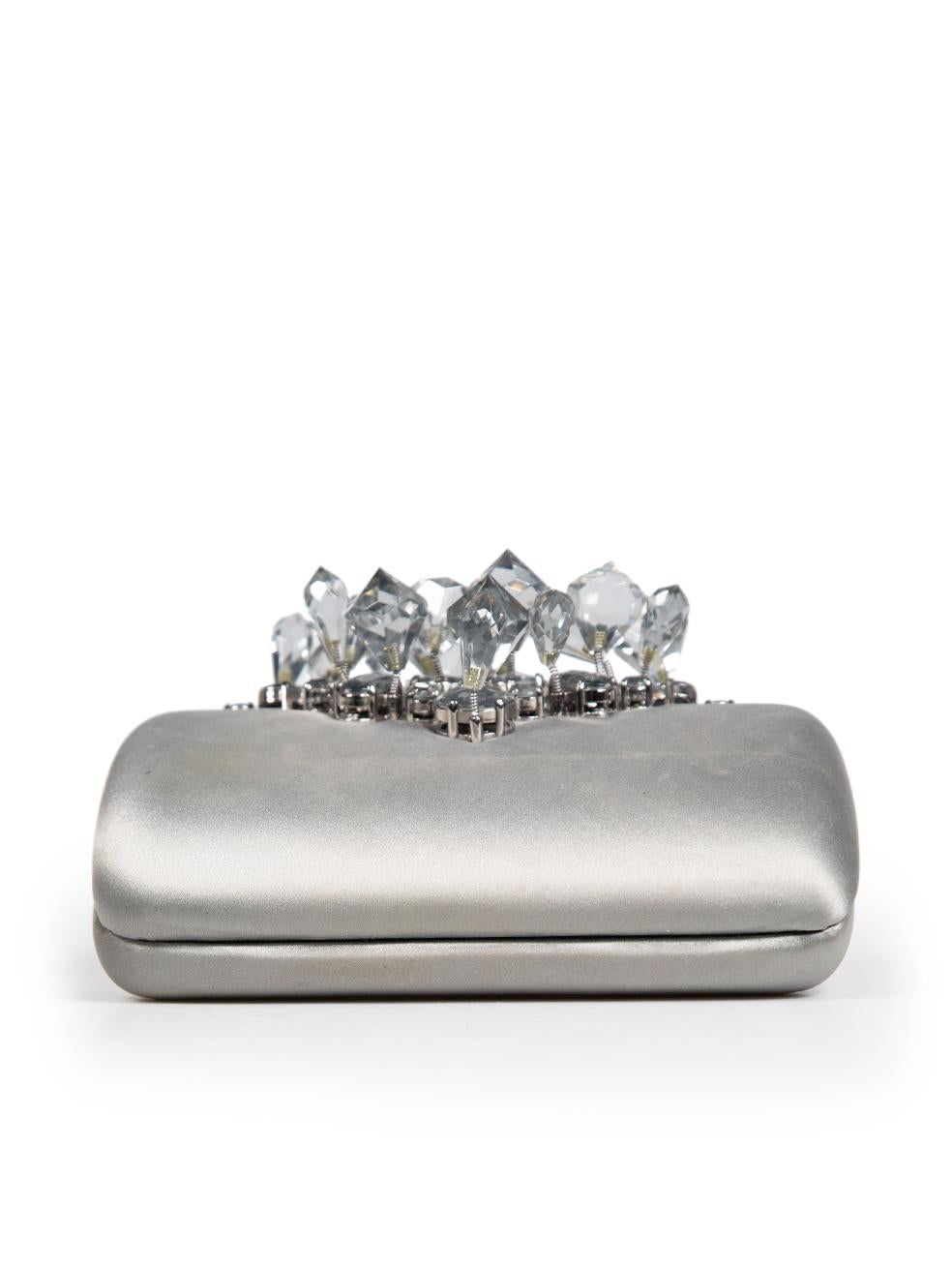 Women's Prada Silver Satin Crystal Clutch