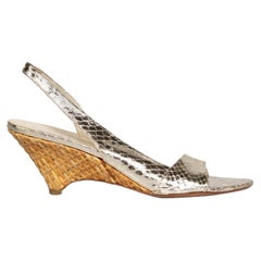 Prada Silver Snake Embossed Sandals Size IT 39.5