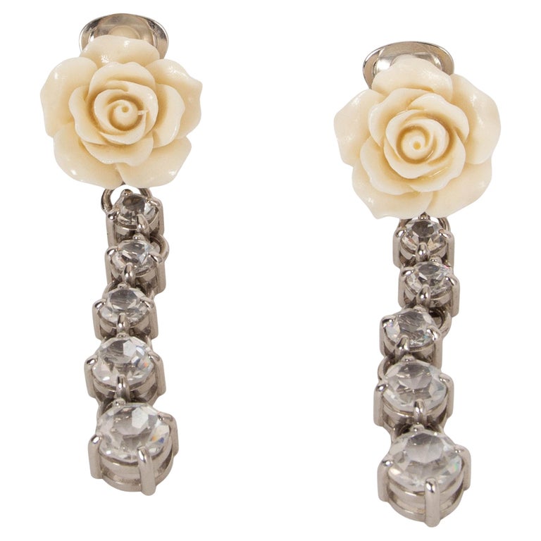 Jewellery Prada Flower Earrings PRADA Silver-tone Cream ROSE