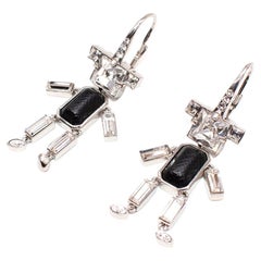 Prada Silver-Tone Metal & Clear Crystal Bear Drop Earrings