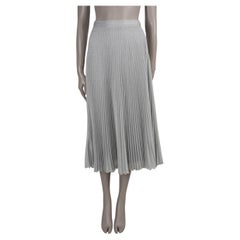 PRADA silver viscose 2021 PLISSE PLEATED MIDI Skirt 38 XS