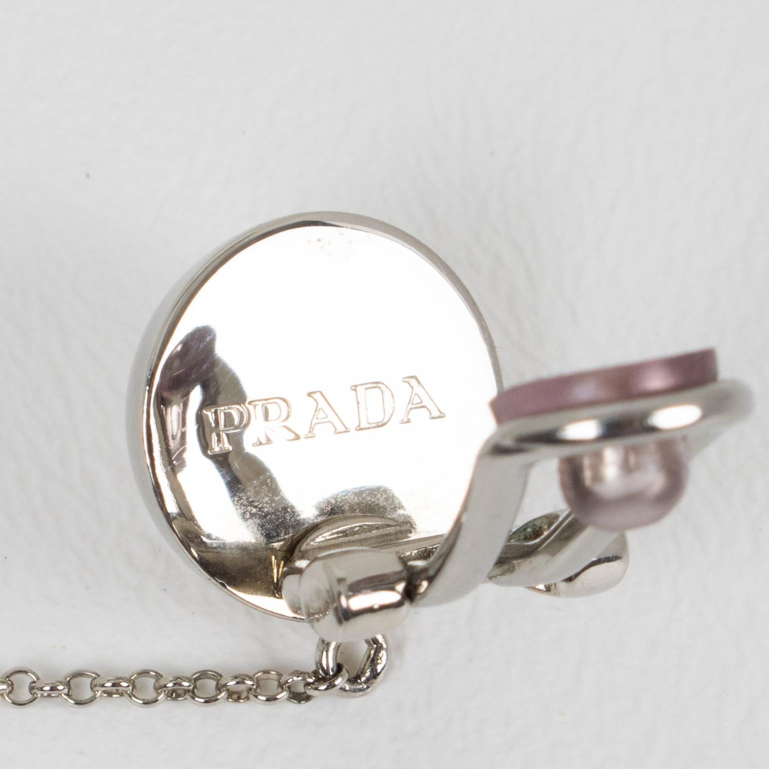 Prada Silvery and Gray Extra-Wide Clip Earrings Runway SS 2016 Collection in Box For Sale 1