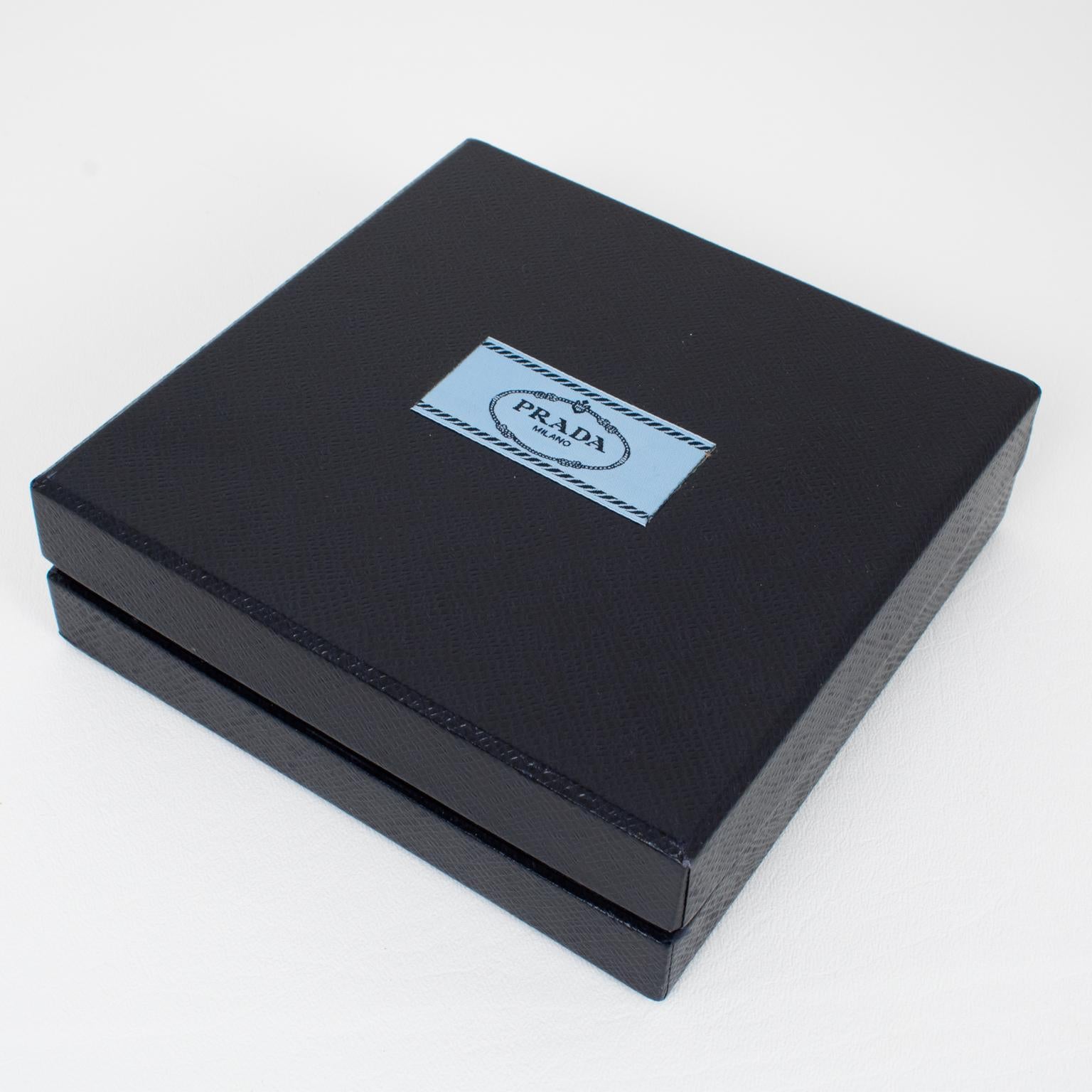 Prada Silvery and Gray Extra-Wide Clip Earrings Runway SS 2016 Collection in Box For Sale 3