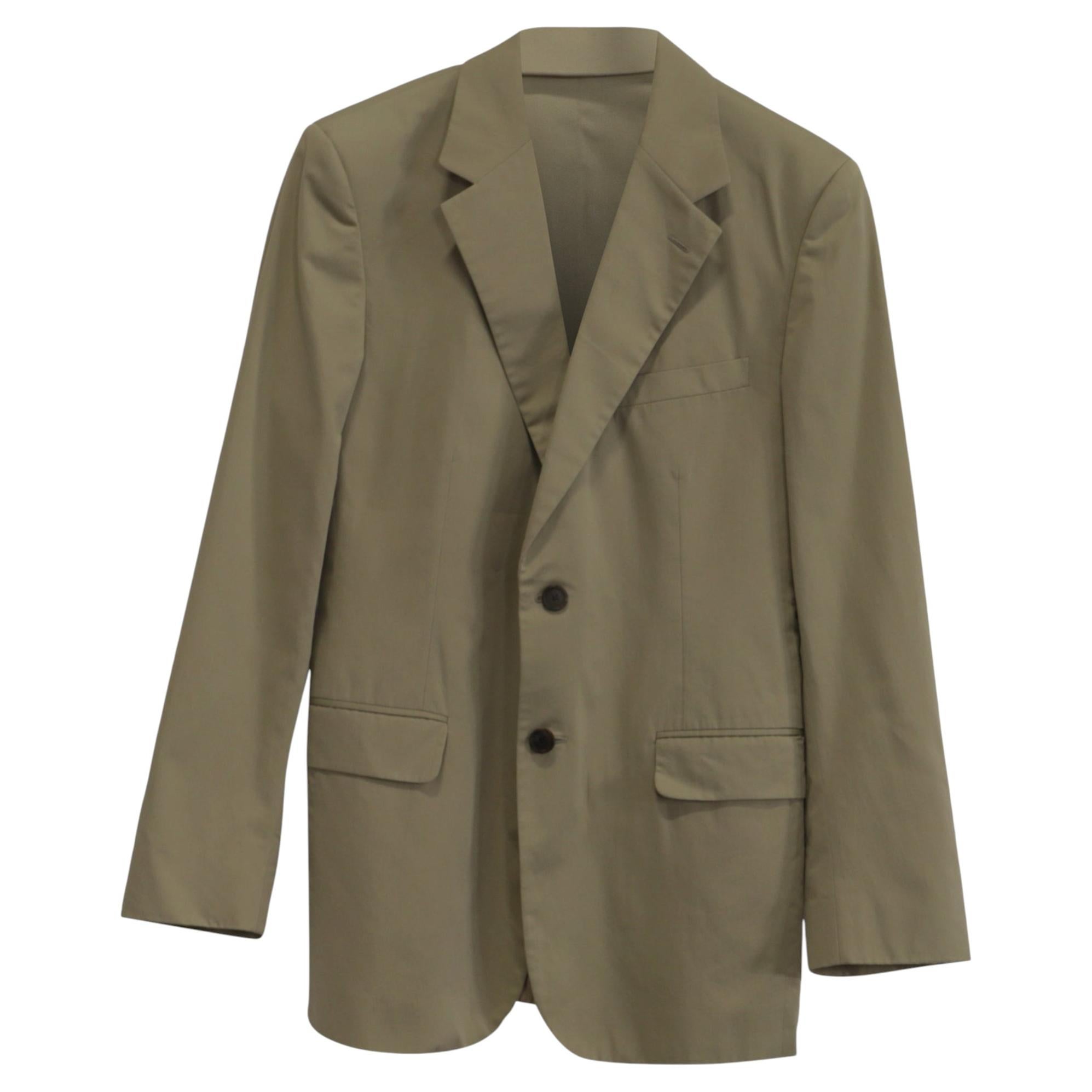 Prada Single-Breasted Jacket in Beige Cotton For Sale