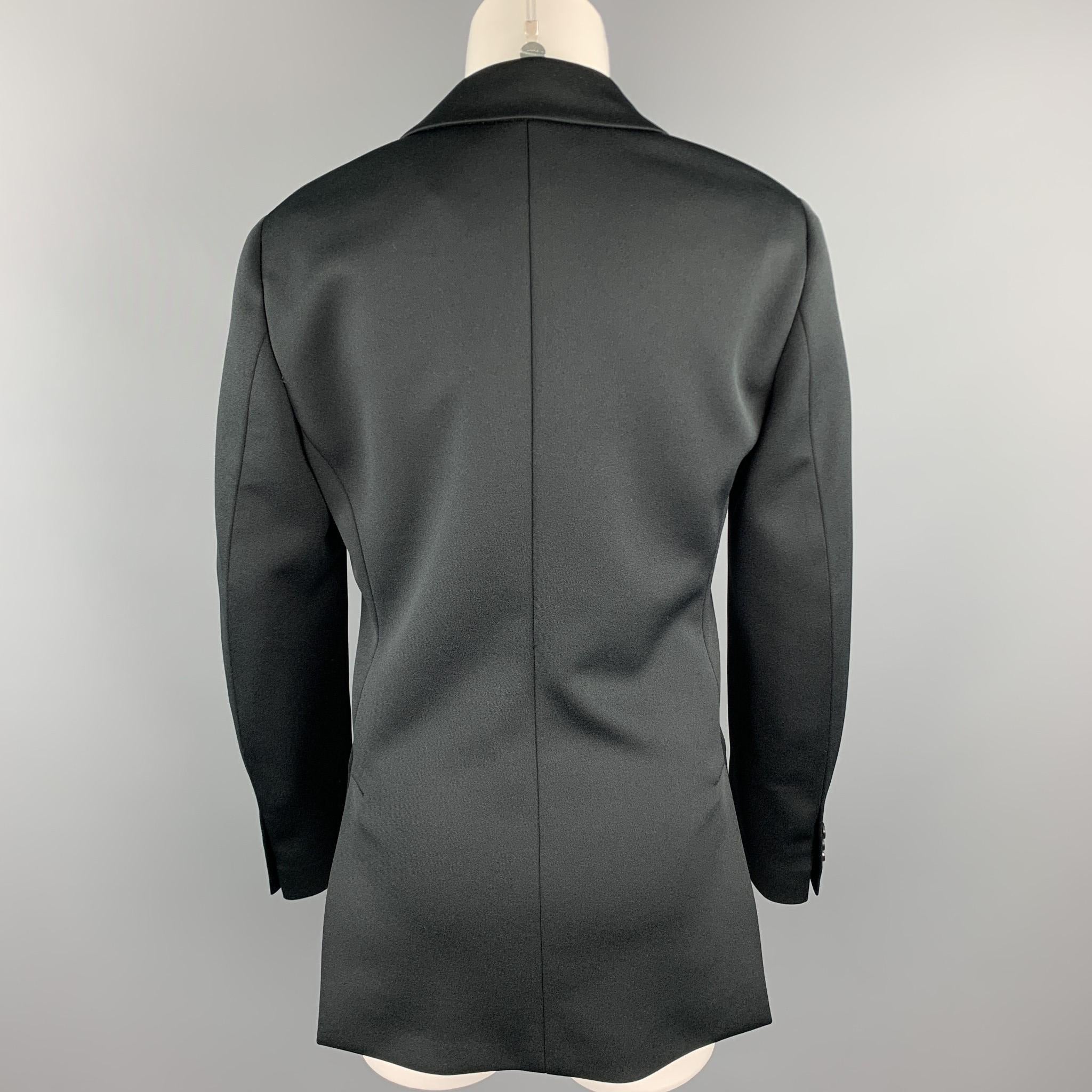 PRADA Size 0 Black Polyester Notch Lapel Oversized Blazer In New Condition In San Francisco, CA