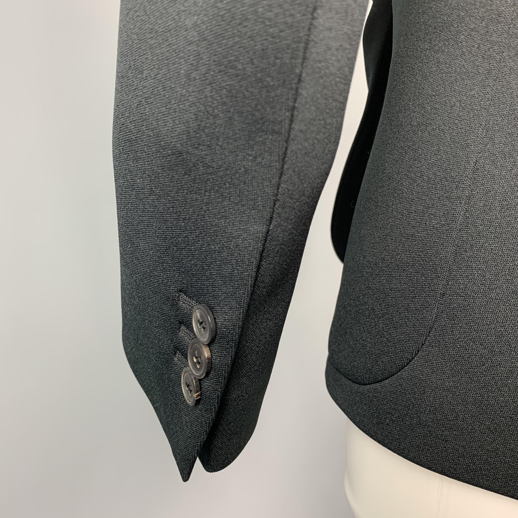 Women's PRADA Size 0 Black Polyester Notch Lapel Oversized Blazer