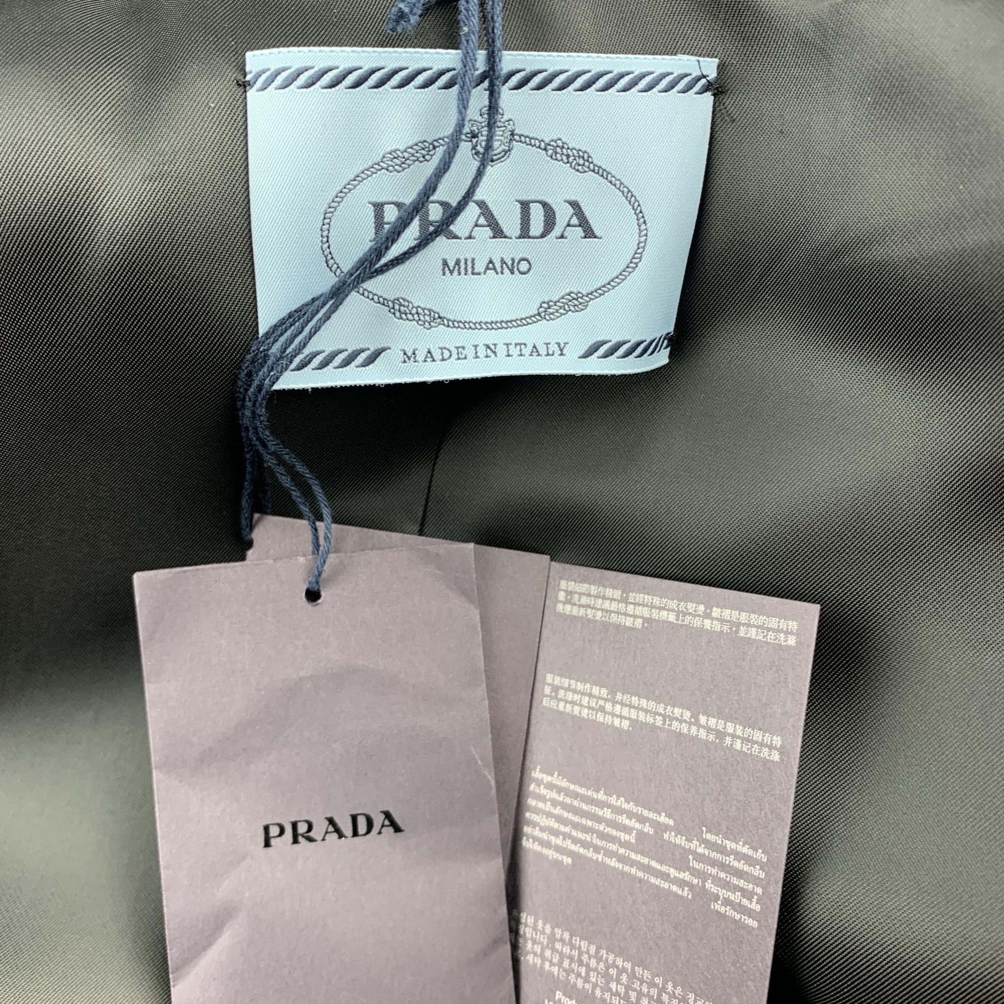PRADA Size 0 Black Polyester Notch Lapel Oversized Blazer 1