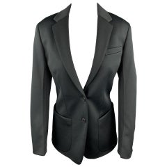 PRADA Size 0 Black Polyester Notch Lapel Oversized Blazer