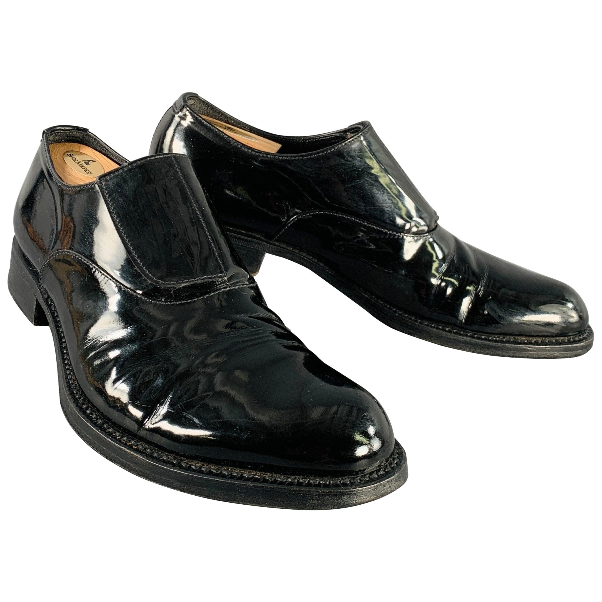 PRADA Größe 10 Schwarze Lackleder Loafers mit Hakenschlaufe aus Lackleder