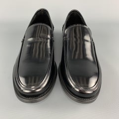 PRADA Size 10 Black Patent Leather Ruber Sole Loafers