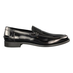 PRADA Size 10 Black Patent Leather Ruber Sole Loafers