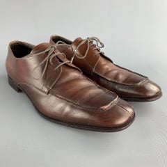 PRADA Size 10 Brown Antique Leather Split Toe Lace Up Shoes