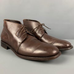 PRADA Size 10 Brown Leather Lace Up Boots