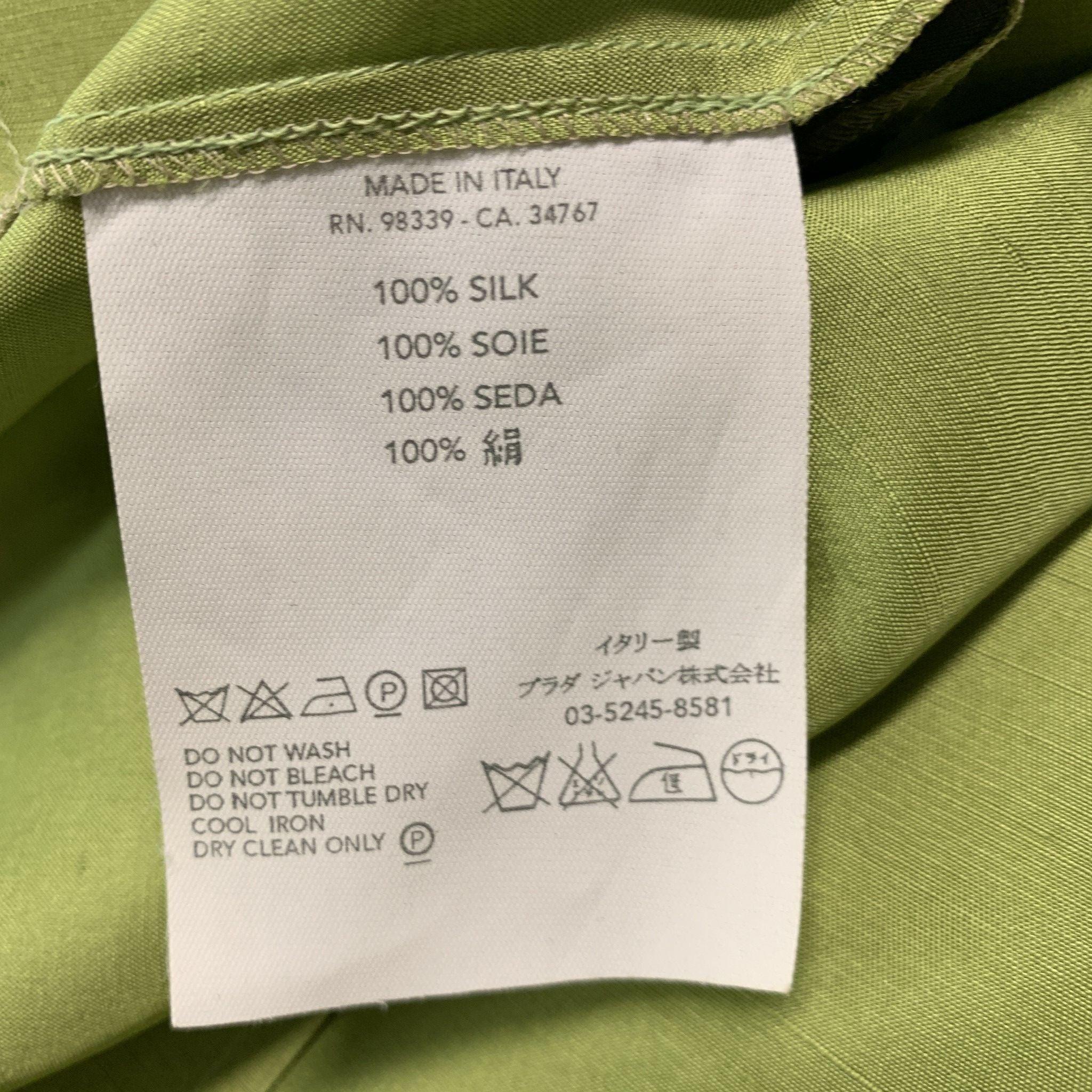 PRADA Size 10 Green Silk Long Sleeve Dress Top For Sale 5