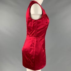 PRADA Size 10 Red Silk Pleated Sleeveless Dress Top