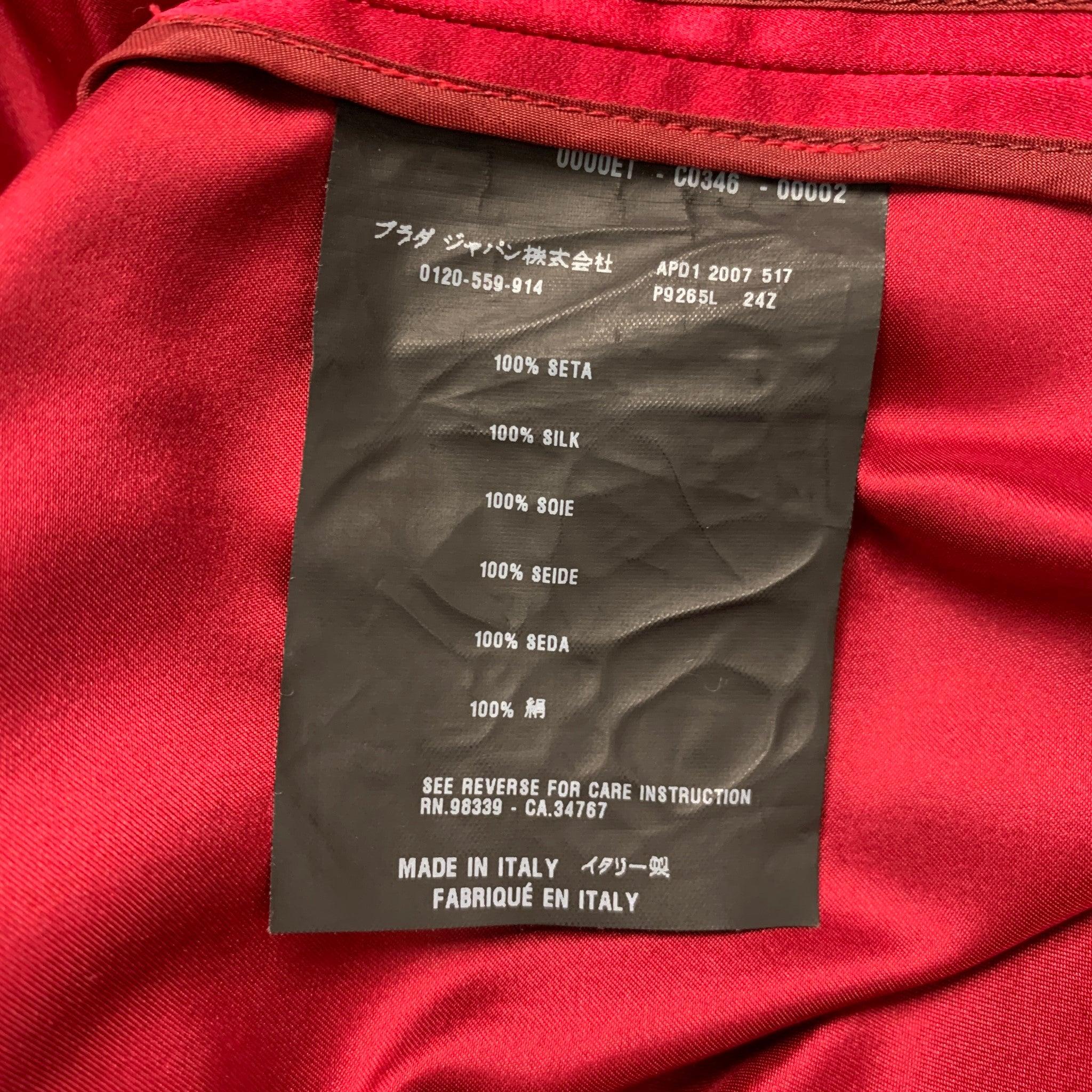 PRADA Size 10 Red Silk Pleated Sleeveless Dress Top For Sale 5