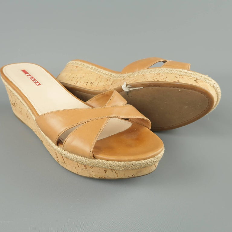 tan leather wedge mules