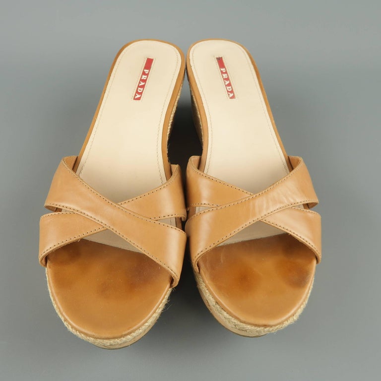 tan leather wedge mules
