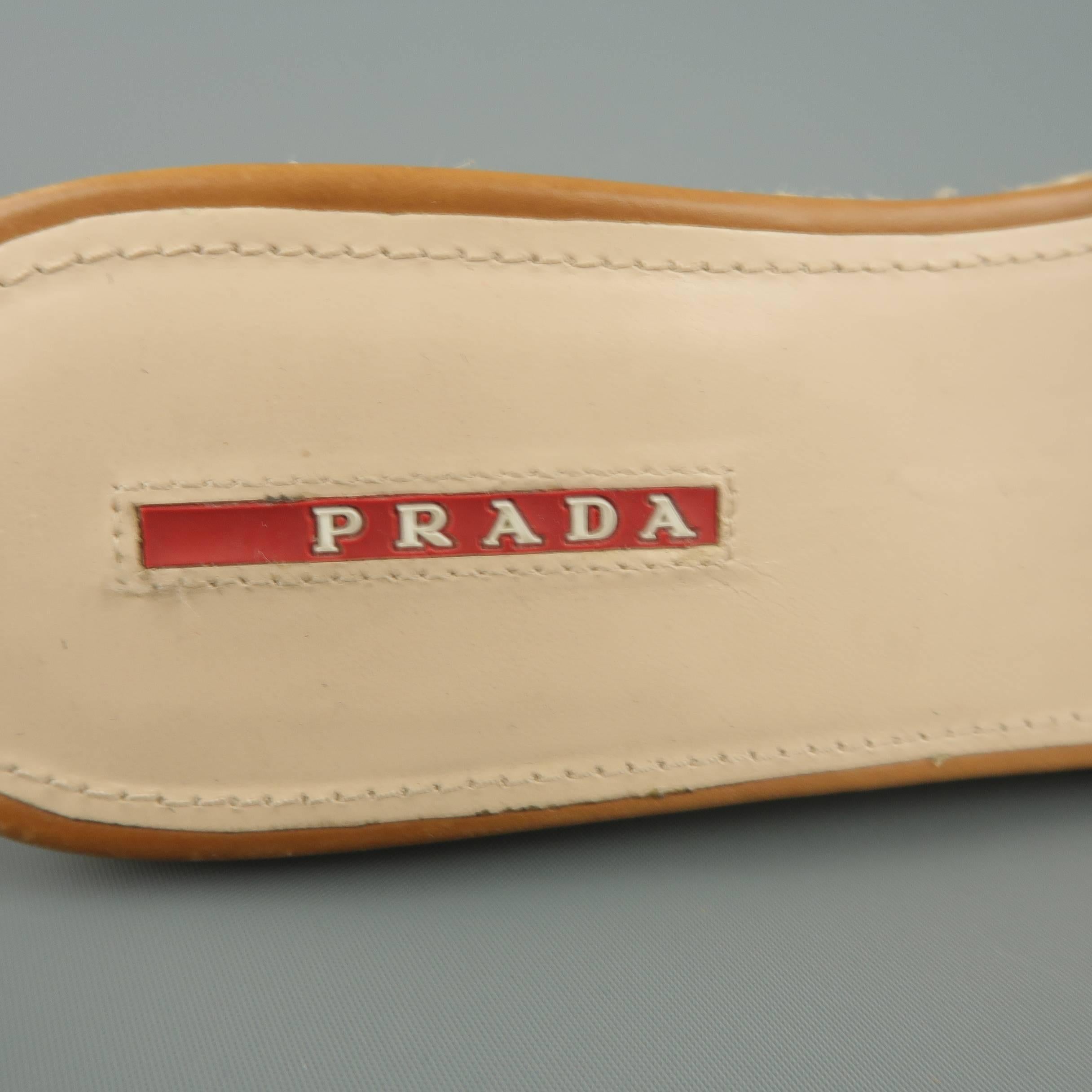 Women's PRADA Size 10 Tan Leather Cork Wedge Mules