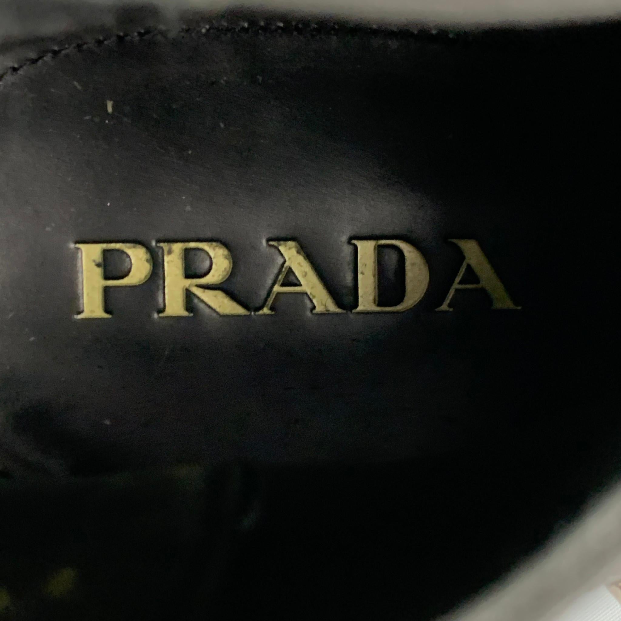 PRADA Size 10.5 Black Studded Leather Ankle Chelsea Boots 1