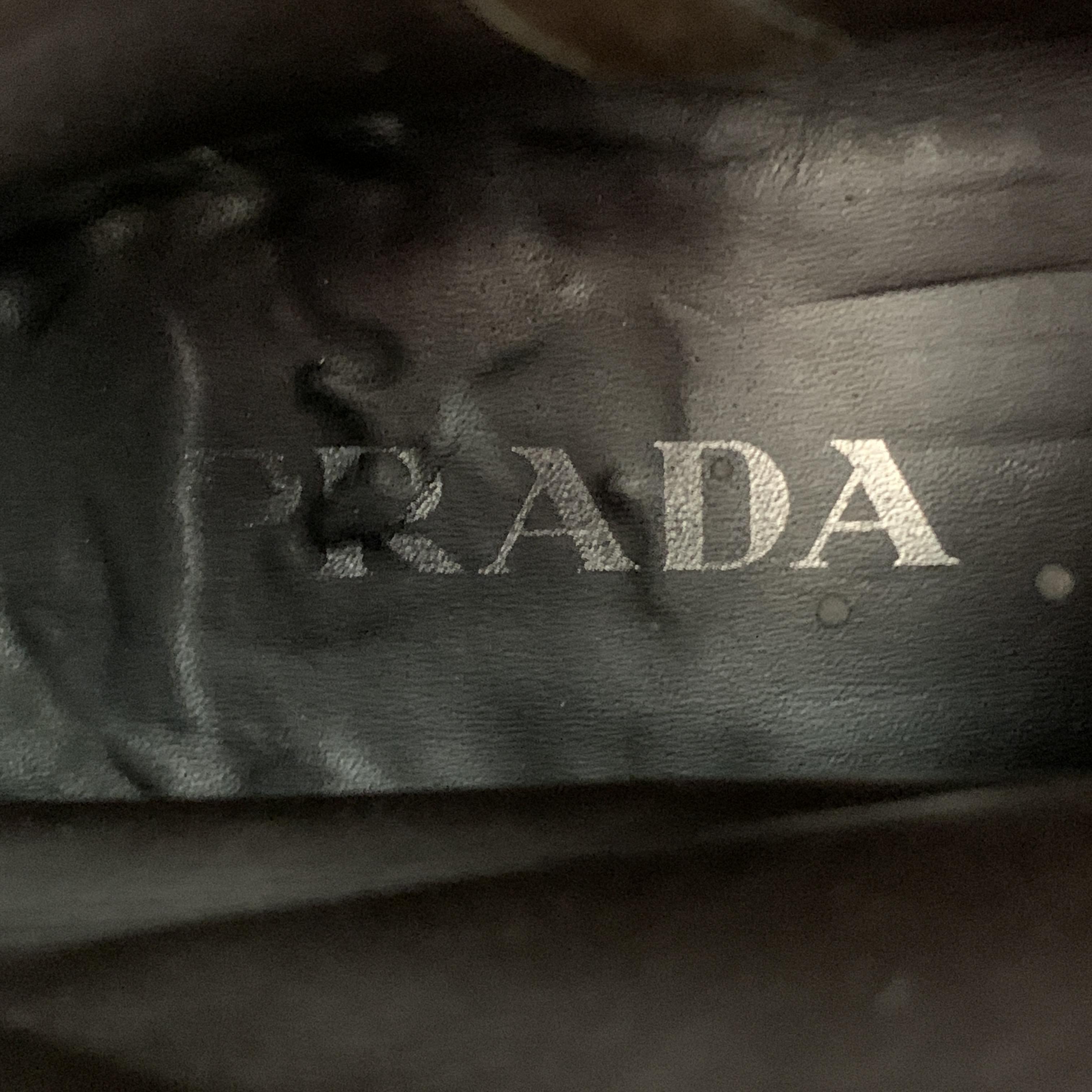PRADA Size 10.5 Brown Ostrich Leather Square Toe Ankle Boots In Good Condition In San Francisco, CA