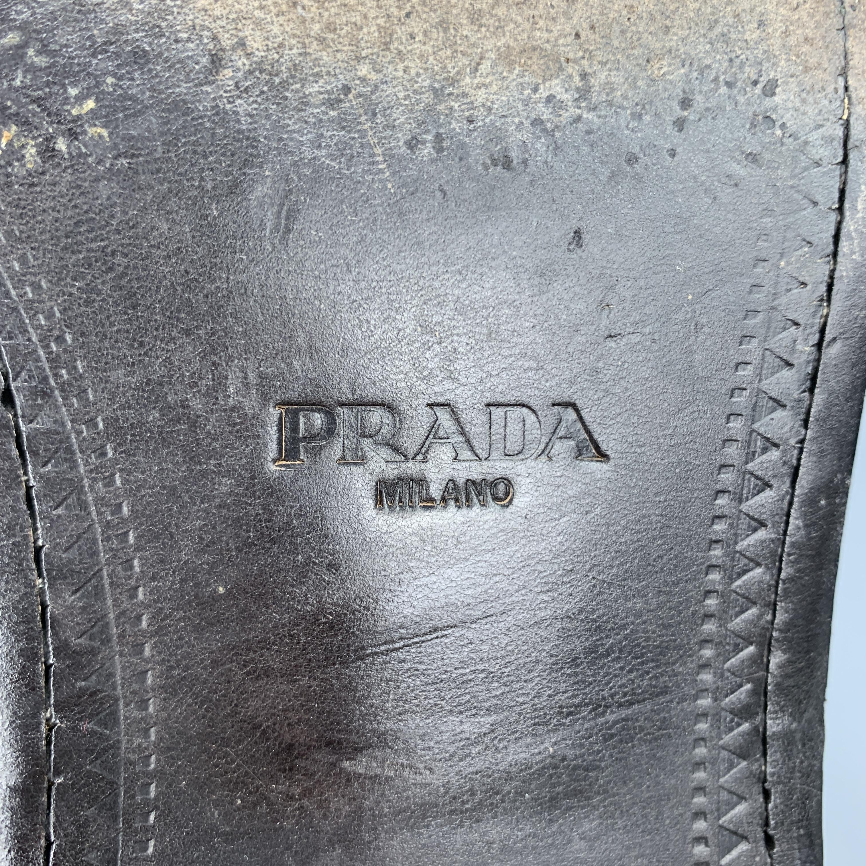 PRADA Size 10.5 Burgundy Polished Leather Lace Up Shoes 4