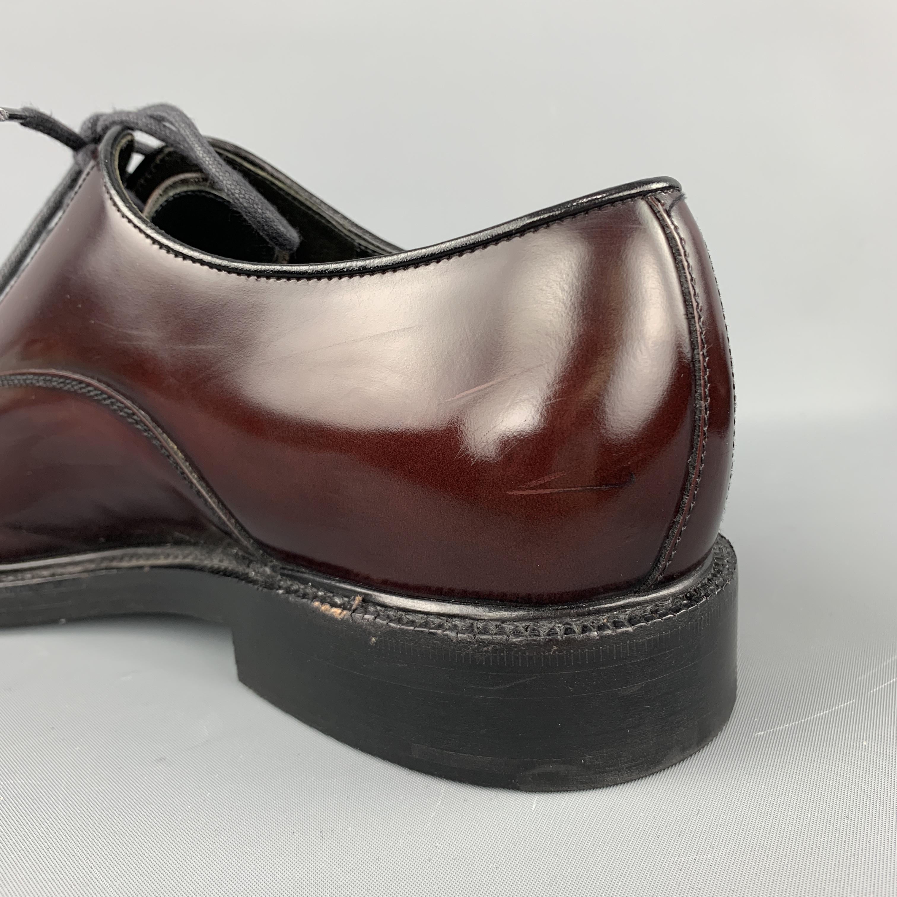 Men's PRADA Size 10.5 Burgundy Polished Leather Lace Up Shoes