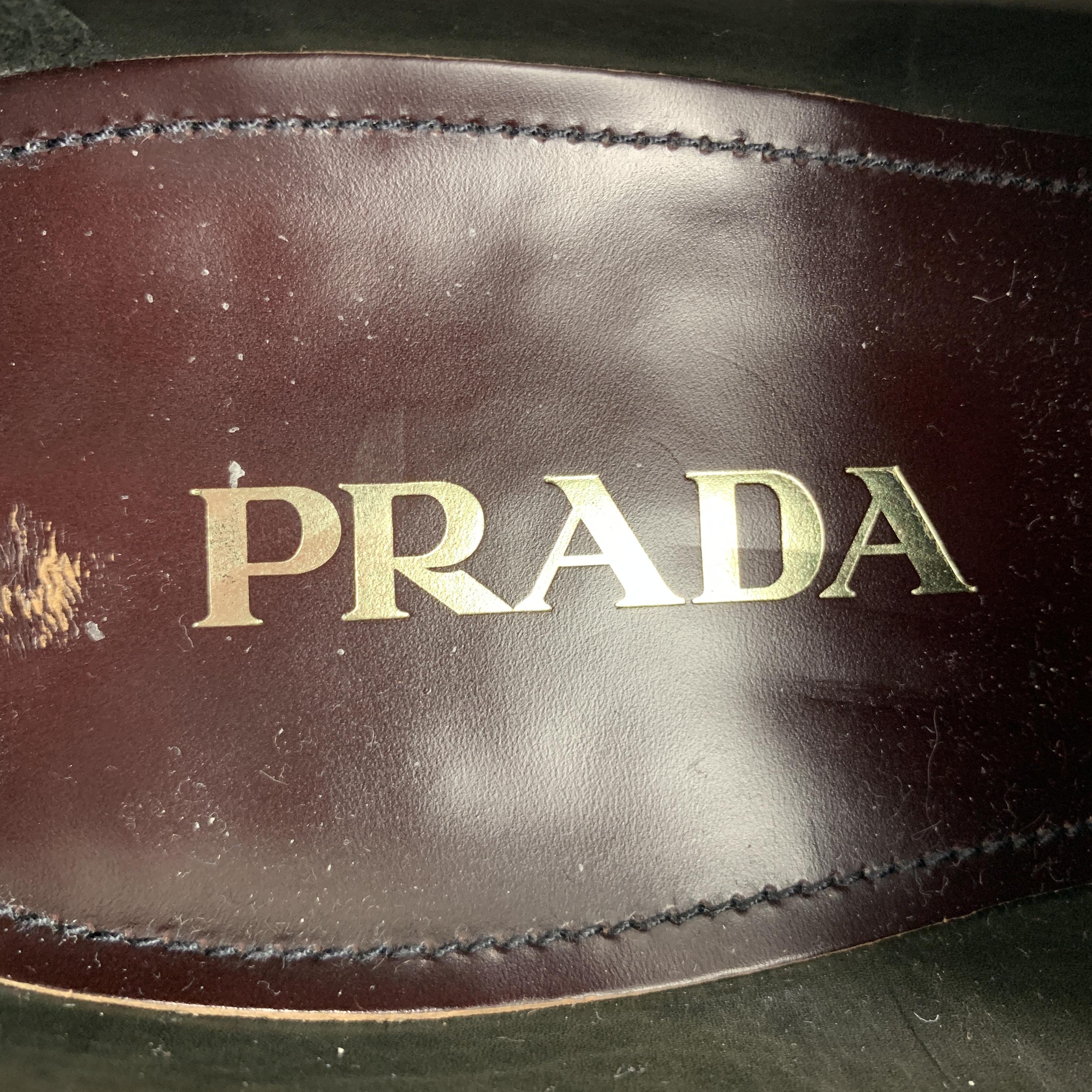 PRADA Size 10.5 Burgundy Polished Leather Lace Up Shoes 1
