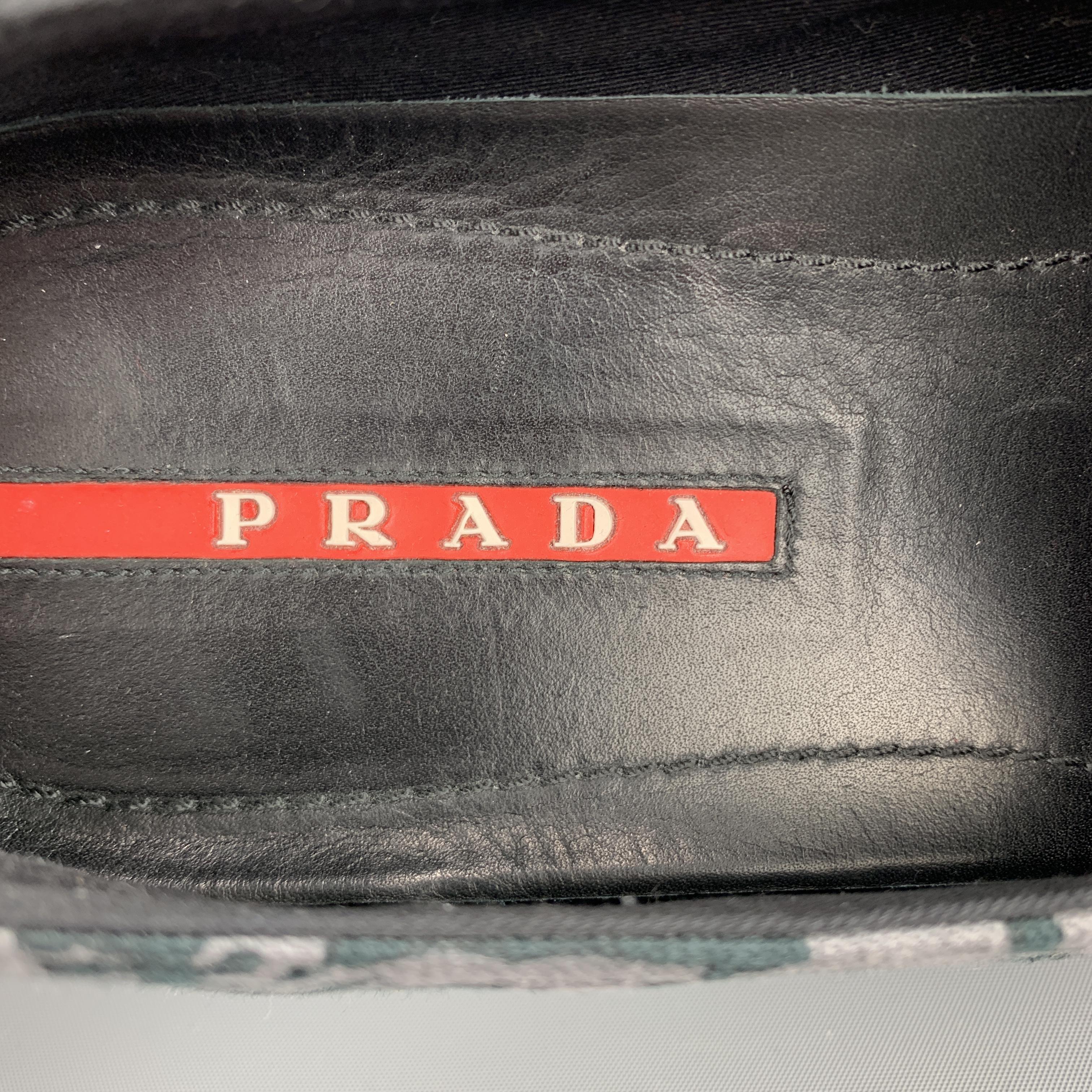 PRADA Size 10.5 Gray Hawaiian Canvas Slide Sneakers 3