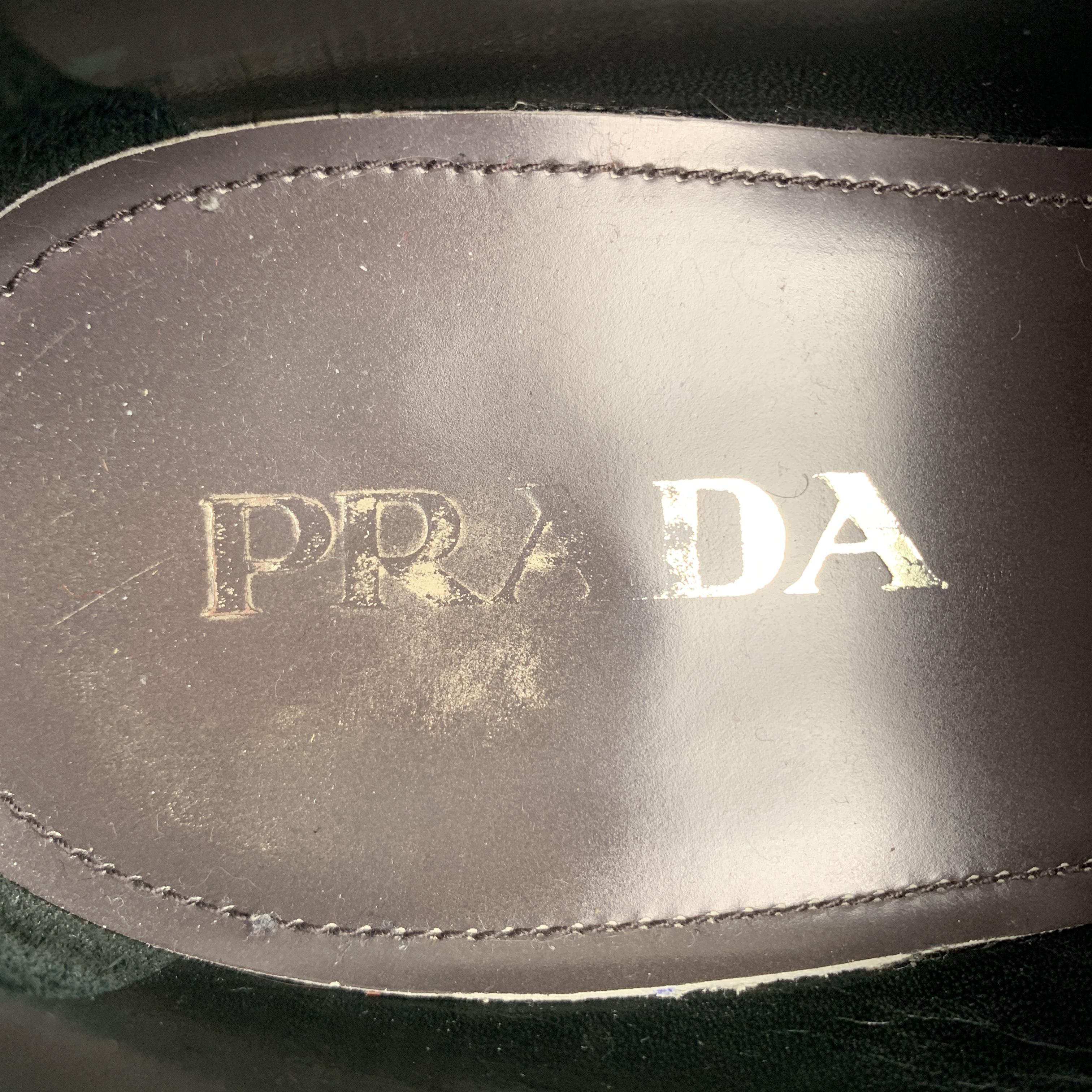 Men's PRADA Size 10.5 Taupe Antique Leather Wingtip Lace Up Shoes