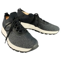 PRADA Size 11 Black Grey Ombre Nylon Stretch Sneakers