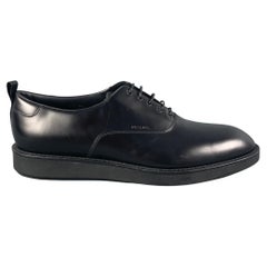 PRADA Size 11 Black Leather Lace Up Shoes