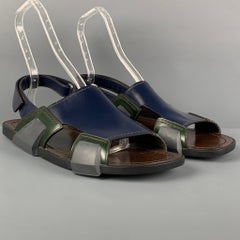 PRADA Size 11 Blue Green Two Toned Leather Sandals