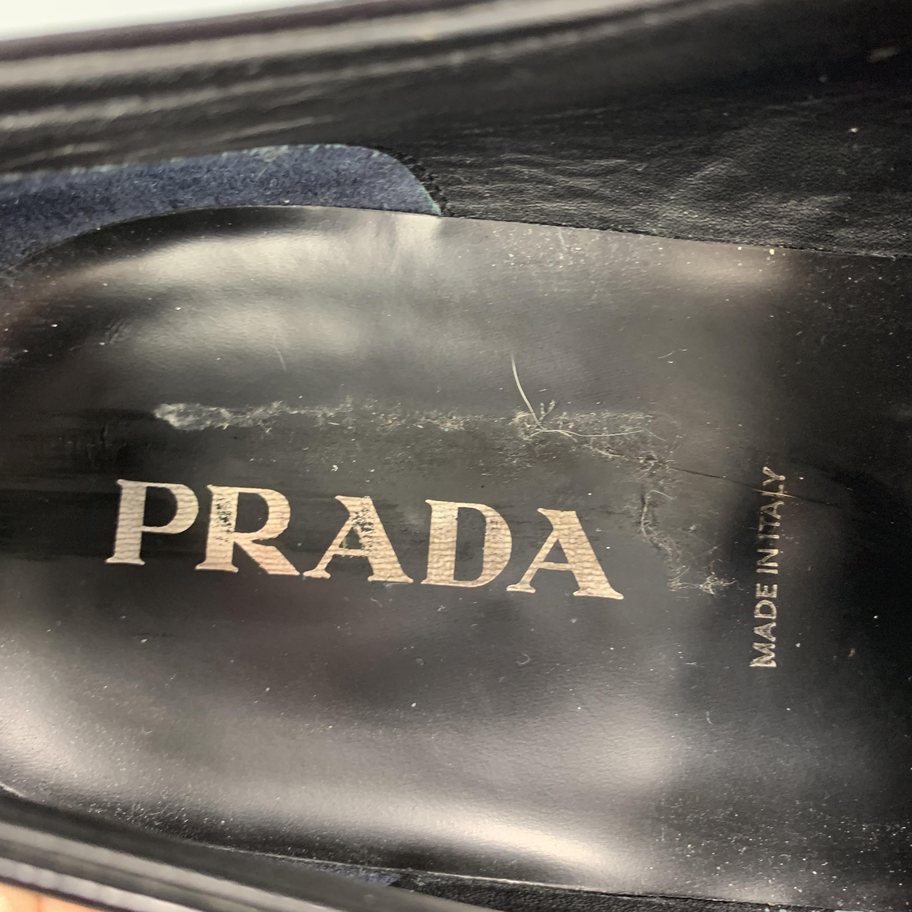 Men's PRADA Size 12.5 Black Leather Apron Toe Lace Up